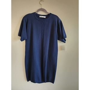 Liz Claiborne Naby Blue Cotton Knot Dress Shift.size Large. NWT